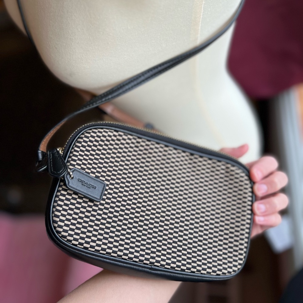 Coach Checkered Black and White Crossbody Bag - Picture 7 of 9